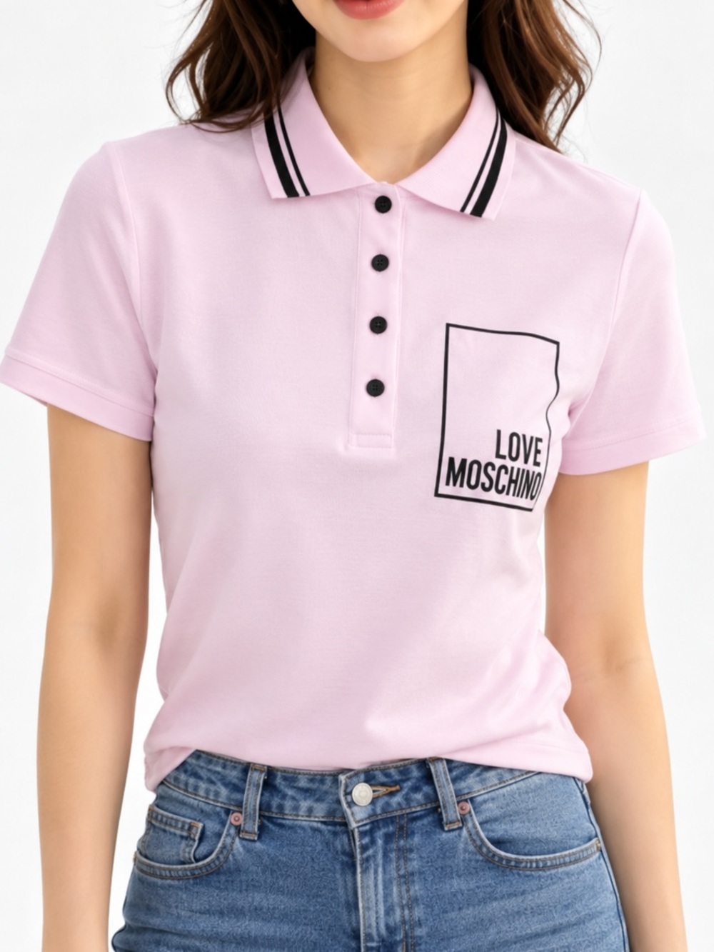 NEW LOVE MOSCHINO SZ XL PINK POLO COTTON